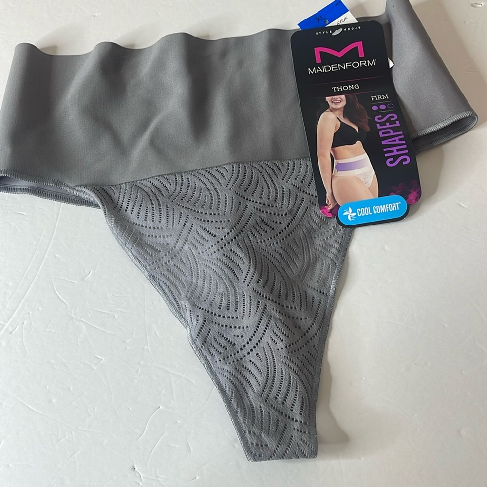 Maidenform Lace Thong Shapewear Gray XL